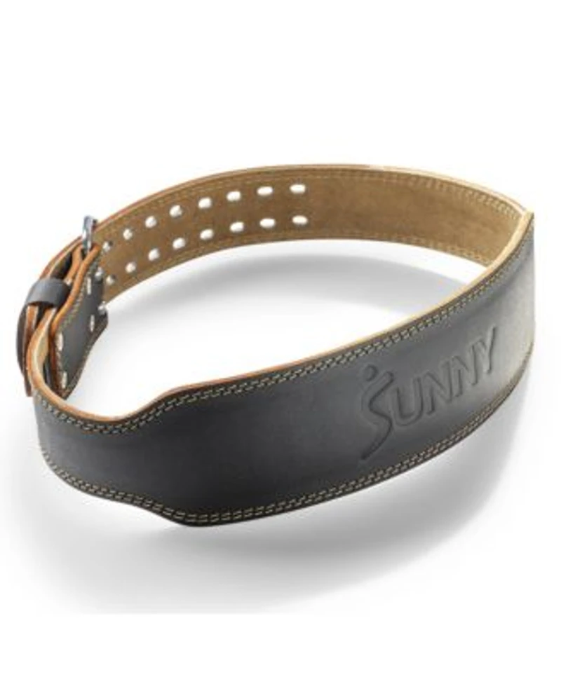 Sunny Health Fitness Heavy Duty 4 Leather Weightlifting Belt With Back Support Adjustable Fit For Strength Training