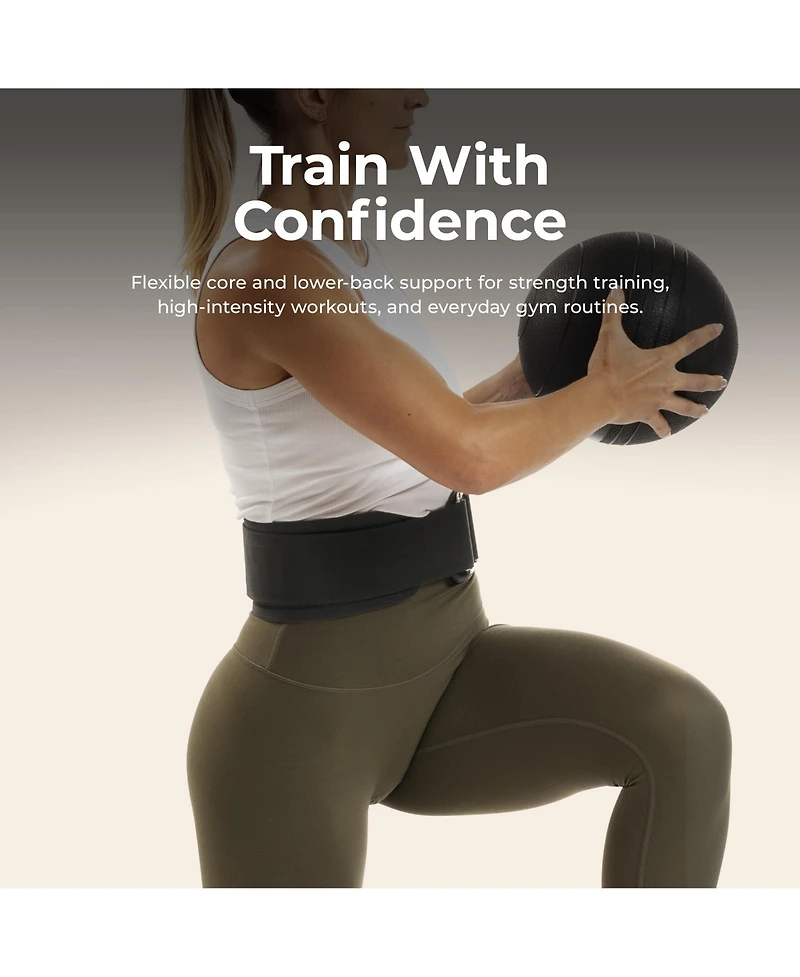 Sunny Health & Fitness Heavy-Duty 4" Nylon Weightlifting Belt with Back Support & Adjustable Fit for Strength Training