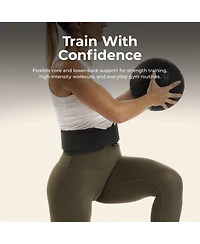 Sunny Health & Fitness Heavy-Duty 4" Nylon Weightlifting Belt with Back Support & Adjustable Fit for Strength Training