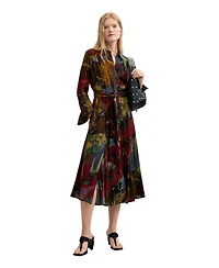 Desigual Women's Long-Sleeve Belted Midi Dress