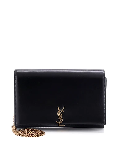 Pre-Owned Saint Laurent Classic Monogram Flap Chain Wallet Leather