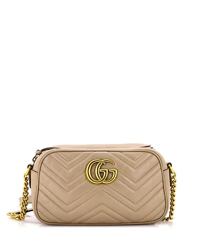Pre-Owned Gucci Small Gg Marmont Shoulder Bag Matelasse Leather