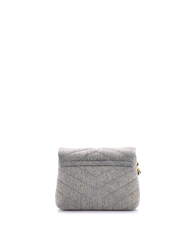 Pre-Owned Saint Laurent Toy Loulou Shoulder Bag Matelasse Chevron Denim