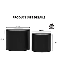 Clihome Nesting Coffee Table Set of 2, Modern Round with Non-Slip Feet, Wood Side for Living Room, Bedroom