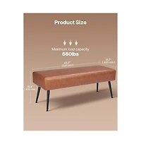 Slickblue Modern Pu Leather Storage Bench with Stitched Design and Metal Frame