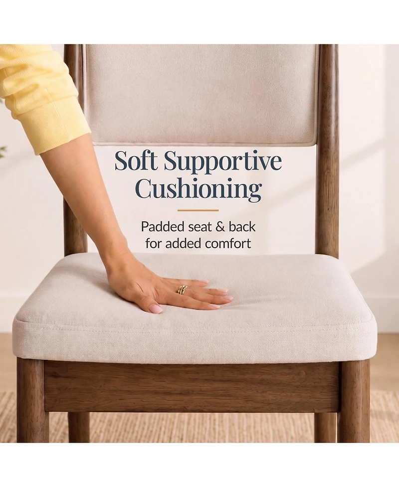 Best Choice Products Dining Chairs Set of 2, Modern Solid Wood and Upholstered Chairs, Armless with Cushion and Backrest