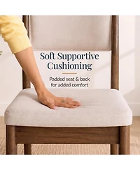 Best Choice Products Dining Chairs Set of 2, Modern Solid Wood and Upholstered Chairs, Armless with Cushion and Backrest