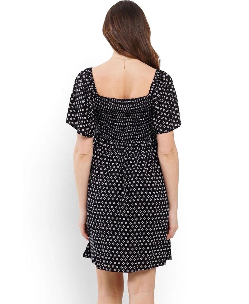 Hello Miz Maternity Square-Neck Flutter-Sleeve Empire-Waist Dress