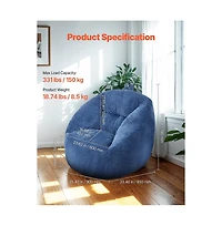 Slickblue 3 Foot Memory Foam Bean Bag Chair with Soft Teddy Velvet Cover