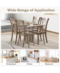 Costway Wooden Dining Chairs Set of 2 with Ergonomic Seat Rubber Wood Frame and High Backrest