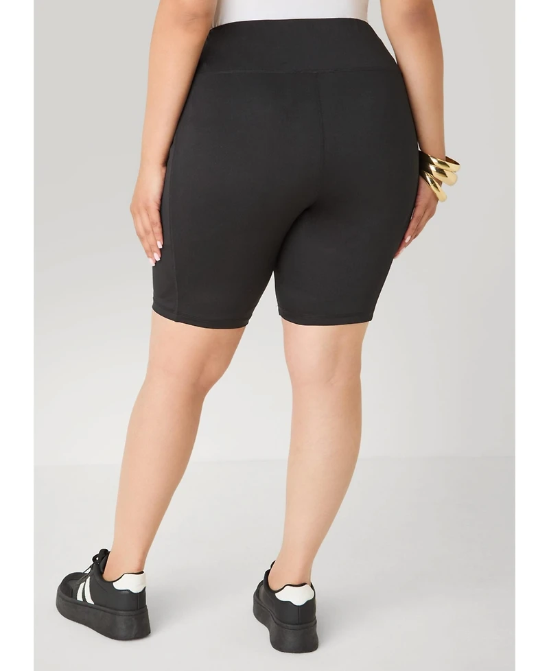 Ashley Stewart Plus High-Waisted Cell Phone Pocket Biker Shorts, 9" Inseam