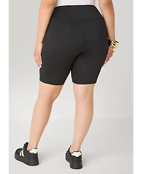 Ashley Stewart Plus High-Waisted Cell Phone Pocket Biker Shorts, 9" Inseam
