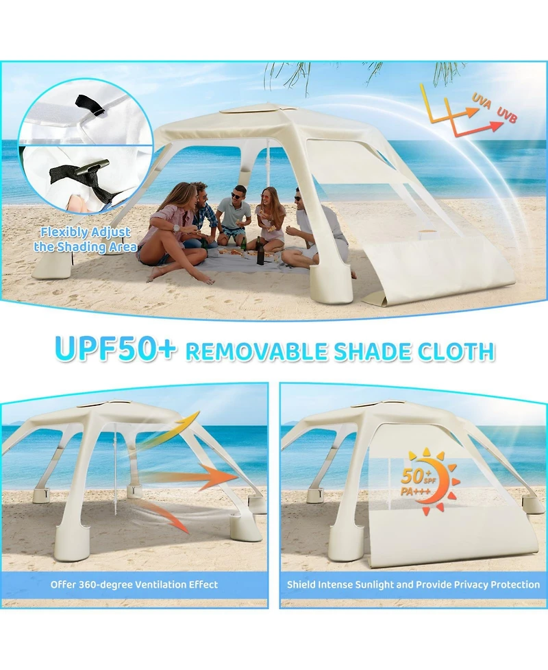 Aofar Beach Cabana 6-Corner UPF50+ Adjustable Sun Shelter camping