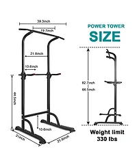 Sevorley Power Tower with Detachable Bench, Adjustable Pull Up Dip Station, Foldable Home Gym Strength Training Equipment
