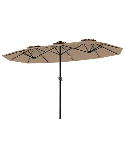 Sugift 13 Ft Double-Sided Patio Umbrella with Color-Changing Flowing Solar Led Lights
