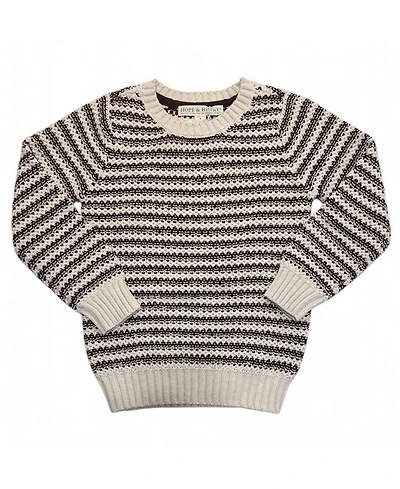 Hope & Henry and Boy's Small to Xlarge Organic Striped Crew Neck Pullover Sweater