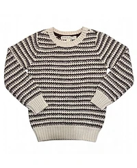 Hope & Henry and Boy's Small to Xlarge Organic Striped Crew Neck Pullover Sweater