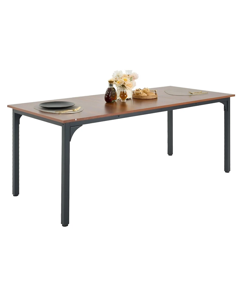 Slickblue Rectangle Dining Table with Iron Frame for Kitchen and Living Room