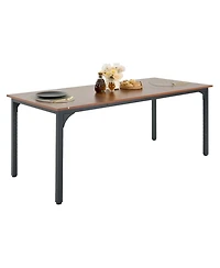 Slickblue Rectangle Dining Table with Iron Frame for Kitchen and Living Room