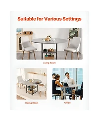 Slickblue Modern Round Dining Table with Storage Shelf and Metal Base