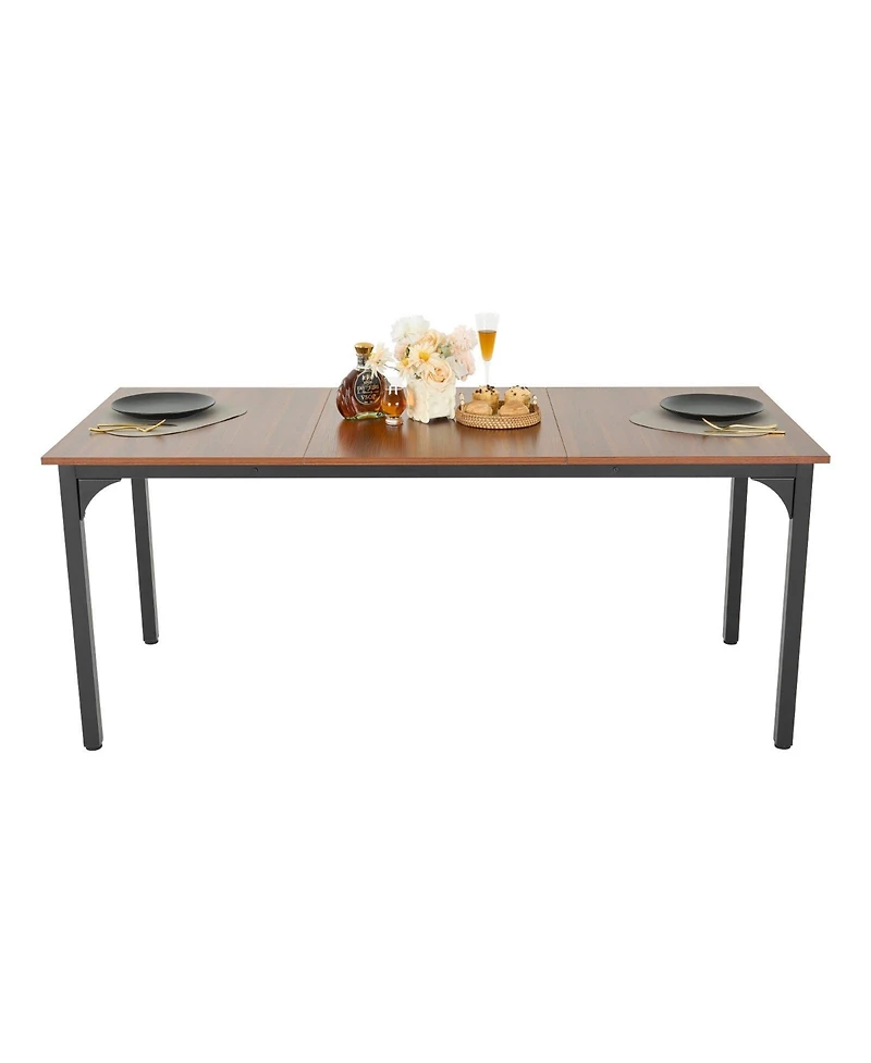 Slickblue Rectangle Dining Table with Iron Frame for Kitchen and Living Room