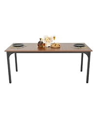 Slickblue Rectangle Dining Table with Iron Frame for Kitchen and Living Room