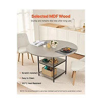 Slickblue Modern Round Dining Table with Storage Shelf and Metal Base