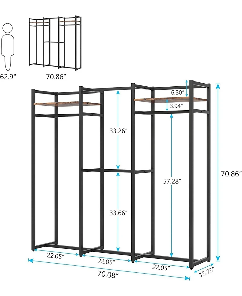 Tribesigns Heavy Duty Garment Rack with Shelves