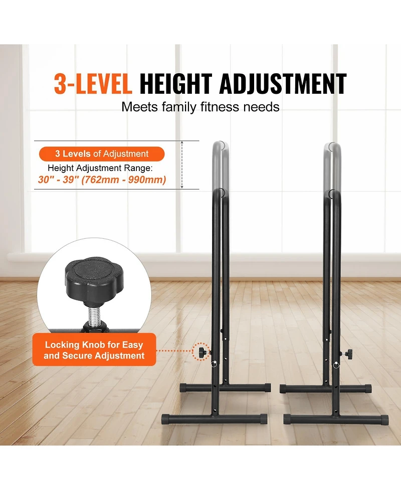 Sugift Heavy Duty Dip Bars 440 lbs Capacity Adjustable Height Parallel Bars for Strength Training