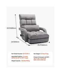 Sugift 2-in-1 Folding Floor Chair Bed with 5 Adjustable Positions Back Support Armrests for Adults
