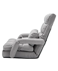 Sugift 2-in-1 Folding Floor Chair Bed with 5 Adjustable Positions Back Support Armrests for Adults