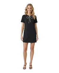 Modenaire Women's Rhinestone Bow Shift Mini Dress