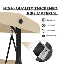 gaomon Outdoor Porch Swing with Adjustable Canopy, 3-Seat Patio Chair Stand, 800LBS Heavy Duty