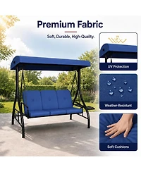 gaomon 3-Seat Outdoor Patio Swing Chair with Canopy and Cushions, Heavy-Duty Steel Frame