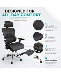gaomon Fabric Ergonomic Office Chair with Footrest, Adjustable Height and Arms, Split Back, Manual Recline, Home Computer Chair for Adults
