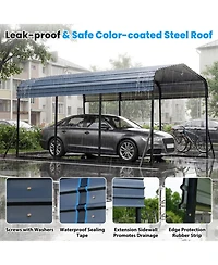 Sugift 10 x 14.5 Ft Heavy-Duty Carport Outdoor Galvanized Steel Garage Shelter with Leak-Proof Roof