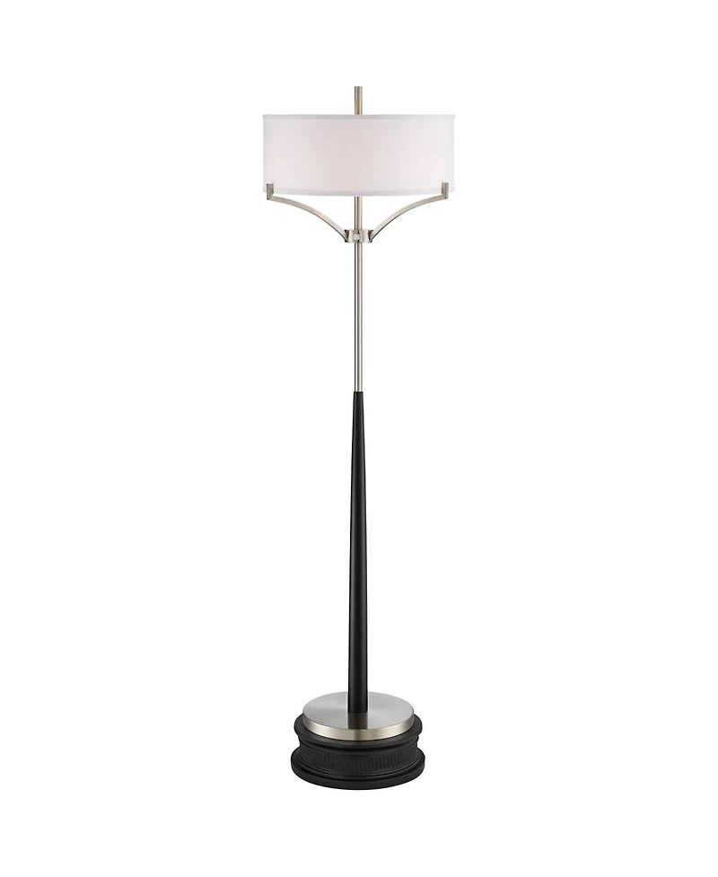 360 Lighting Modern Industrial Floor Standing Lamp with Riser 66.5" Tall Nickel Metal Drum Shade for Living Room Reading Bedroom