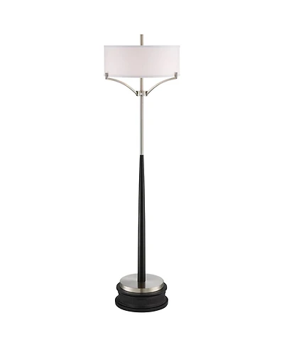 360 Lighting Modern Industrial Floor Standing Lamp with Riser 66.5" Tall Nickel Metal Drum Shade for Living Room Reading Bedroom