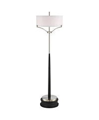 360 Lighting Modern Industrial Floor Standing Lamp with Riser 66.5" Tall Nickel Metal Drum Shade for Living Room Reading Bedroom