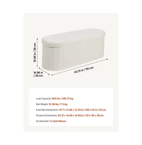 Slickblue Foldable Oval Storage Ottoman Bench with Large Hidden Storage, Upholstered Teddy Fleece