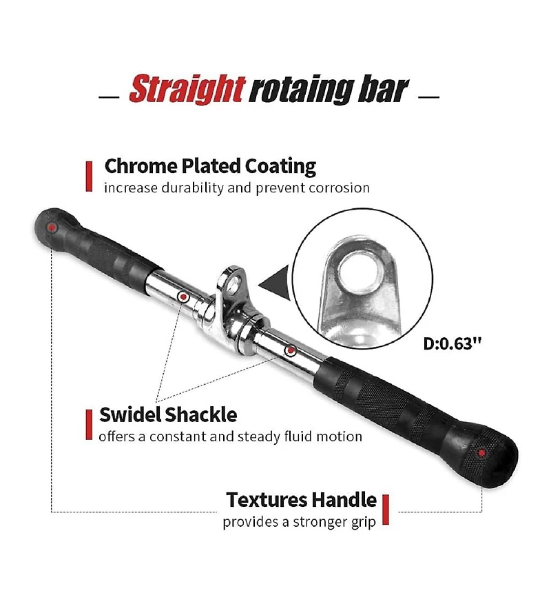 Sevorley 4 Piece Cable Machine Attachment Set with Tricep Rope V Bar Double D Handle and Straight Bar