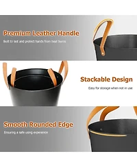 Sugift 2-Piece Metal Ash Bucket Set with 11.5 Gal and 8.5 Gal Buckets for Fireplace and Fire Pit