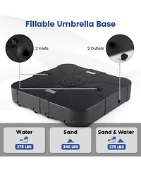 Sugift Square Cantilever Umbrella Base Water and Sand Fillable with Metal Cross Base