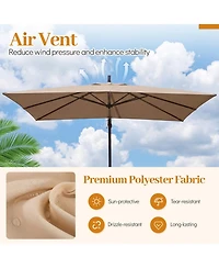 Sugift 8 x 8 Feet Offset Cantilever Patio Umbrella Square Hanging Outdoor Market Umbrella with 360 Rotation