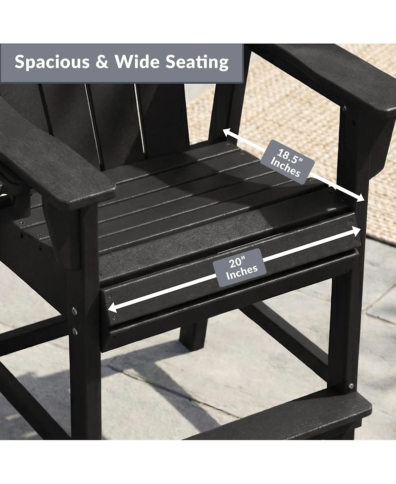 WestinTrends Outdoor Hdpe Tall Adirondack Counter Height Bar Chair With Cup Holder