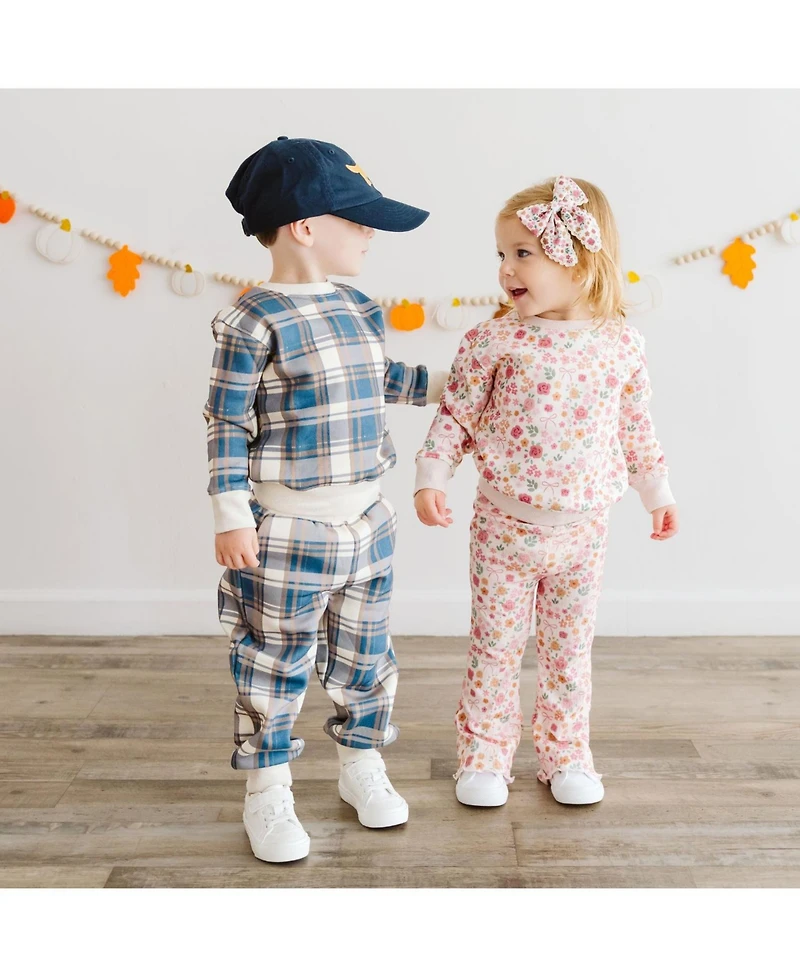 Sweet Wink Baby Boys Navy Plaid Sweatshirt and Jogger Set