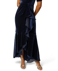 Adrianna Papell Women's V-Neck Velvet Cascade Gown