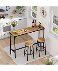 Slickblue 55x15 Inch Rustic Bar Table High Top Counter Desk with Metal Frame