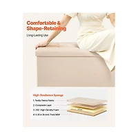 Slickblue Folding Storage Ottoman Bench with Large Hidden Storage, Linen End of Bed for Home