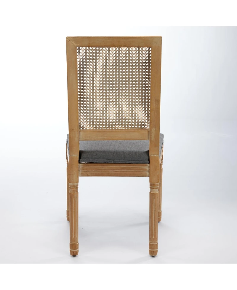Flynama Set of 2 Solid Wood Rattan Back Dining Chairs